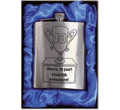 Zakfles - Heupfles met Schroefdop - RVS - 18 jaar (inhoud 210 ml)