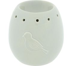 Keramische Oliebrander - Aromabrander Voor Geuroliën Of Waxmelts - Vogel - 11 x 11 x 11 cm - Grijs