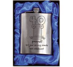 Zakfles - Heupfles met Schroefdop - RVS - 40 jaar (inhoud 210 ml)