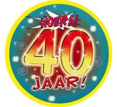 Mega - Grote Button - Leeftijd 40 Jaar - 16 cm