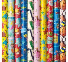 Assortiment luxe cadeaupapier inpakpapier voor kinderen 1 - 200 x 70 cm - 3 rollen
