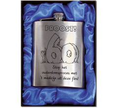 Zakfles - Heupfles met Schroefdop - RVS - 60 jaar (inhoud 210 ml)