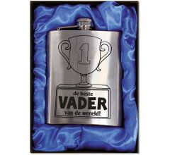 Zakfles - Heupfles met Schroefdop - RVS - De beste vader! (inhoud 210 ml)
