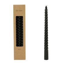 Twist gedraaide Dinner kaarsen - zwart 25 cm - 6 stuks