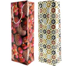 Kerst Wijn Verpakking Wijntas - Wijnzak - 12 x 36 x 8 cm - 2 Stuks - Design-3