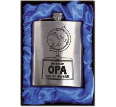 Zakfles - Heupfles met Schroefdop - RVS - De beste opa! (inhoud 210 ml)
