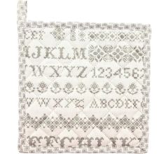 Clayre & Eef - Pannenlap - Kruissteek patroon - Beige - 20 x 20 cm