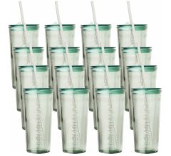 Gusta drinkglas met rietje en deksel – 550ml - Groen – 12 Stuks