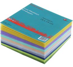 Luxe Enveloppen Assorti Pastel Kleuren 14 x 14 cm - Verpakt Per 50 Stuks (10 x 5 )