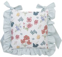 Clayre & Eef stoelkussenhoes Met Bevestigingslinten - 100% Katoen - Veldbloemen - Bloemen Motief - 