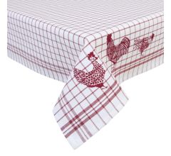 Tafelkleed - Landelijk - geruit - Kippen & Hanen - Country Side Chicken - Katoen - 150 x 150 cm - R
