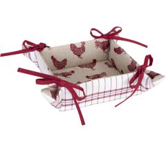 Clayre & Eef - Broodmand - Landelijk - geruit - Kippen & Hanen - Country Side Chicken - 20 x 20 x 8