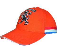 Holland Luxe Sandwich Cap - 6 panel oranje baseball cap met de Nederlandse leeuw erop geborduurd. b