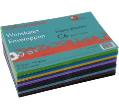 Luxe Enveloppen Assorti Intense Kleuren 16,2 x 14,4 cm (C6) - Verpakt Per 50 Stuks (10 x 5)
