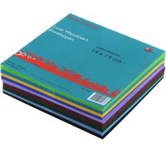 Luxe Enveloppen Assorti Intense Kleuren 14 x 14 cm - Verpakt Per 50 Stuks (10 x 5 stuks)