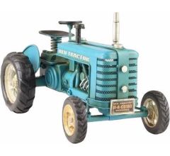 Miniatuurmodel oude Tractor - Blauw - 15,5 x 27 x 16,5 cm
