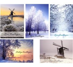 Assortiment Kerstkaarten Met Winteraanzicht - 20 kaarten Met Envelop - 5 Designs