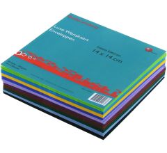 Benza Wenskaart enveloppen assortiment Intense kleuren - 14 x 14 cm Vierkant - 50 stuks