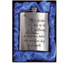 Zakfles - Heupfles met Schroefdop - RVS - Golfbaan - Golfer (inhoud 210 ml)