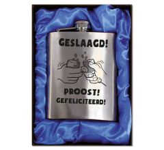 Zakfles - Heupfles met Schroefdop - RVS - Geslaagd - (inhoud 210 ml)
