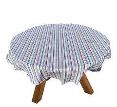 Rond tafelkleed voor buiten damastkatoen met acryl coating - Kleuren Streep - Ø 150 CM