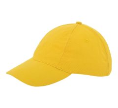 Kinder 5 Panel Cap - 100 % Geborsteld katoen - Geel