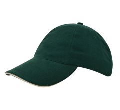 Kinder 5 Panel Cap - 100 % Geborsteld katoen - Donkergroen - Naturel