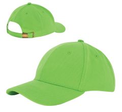 6 Panel Cap van zwaar geborsteld katoen met koperen bucklesluiting - Lichtgroen