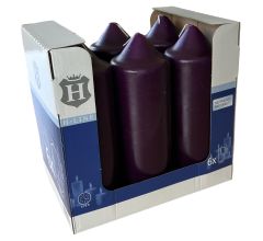 Professional Stompkaarsen, paraffine, Ø 6,8 x 20 cm, brandduur van ca. 20 uur, paars, 6 stuks