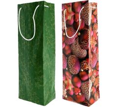 Kerst Wijn Verpakking Wijntas - Wijnzak - 12 x 36 x 8 cm - 2 Stuks - Design-2
