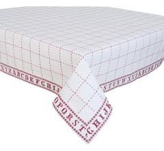 Clayre & Eef - Tafelkleed - 150x250 cm - rood wit - Letters