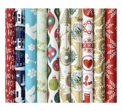 Benza assortiment cadeaupapier inpakpapier voor kerstmis kerstpapier K11 - 2 meter x 70 cm - 7 roll