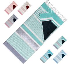 Arowell strandlaken - Trendy strandhanddoek - Slim ontwerp - 2 lagen bescherming tegen zandhitte - 