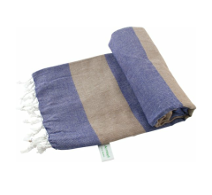 Arowell Double Banded Pestemal - Fouta - Hamamdoek - Hammamdoek - Blauw - Bruin - 180 x 100 cm