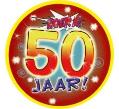 Mega Grote Button - Leeftijd 50 Jaar - Abraham/Sarah - 16 cm