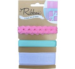 Cadeau Lint 3x 2 meter Roze, Groen, Wit