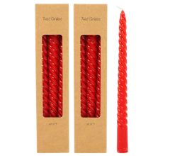 Twist gedraaide Dinner kaarsen - rood 25 cm - 6 stuks