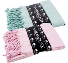 XL Hamamdoeken - 130 x 180 cm - 100% Katoen - Uni Faded Mint &amp; Softpink - 2 Stuks