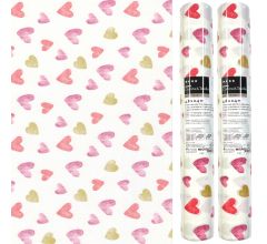 3-IN-1 ROL Tafelloper en Placemats Airlaid - Gekleurde Harten - 40 x 480 cm - 2 Stuks