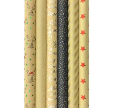 Christmas kraft cadeaupapier - Kerstpapier inpakpapier voor Kerst - 3 meter x 70 cm - 6 rollen