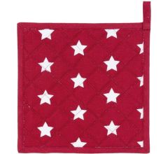 Clayre & Eef - Pannenlap - 20 x 20 cm - rood/wit - Stars