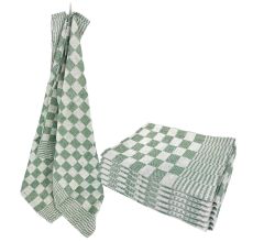 Theedoeken Geblokt - Katoen - 65 x 65 cm - Groen - 6 Stuks