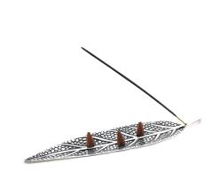 Premium Wierookhouder metaal bladmotief 27 x 5.5 x 8 mm