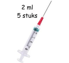 Injectiespuit / doseerspuit / spuit met naald en met maataanduiding - 2 ml - 5 stuks