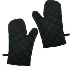 Benza Ovenwanten Zwart Gevoerd en Doorgestikt Links + Rechts - 27 x 18 cm