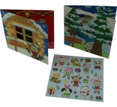 Dubbele Kerstkaarten met stickers - 8 stuks