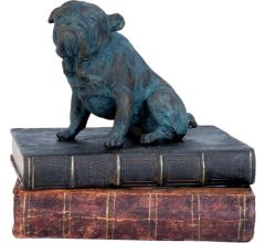 Decoratie hond - Buldog - op boeken - 18 x 14 x 17 cm