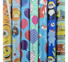 Assortiment 3 luxe cadeaupapierinpakpapier voor kinderen - 200 x 70 cm - 5 rollen