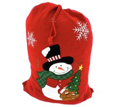 Kerst Cadeauzak - Sneeuwman - 70 x 50 cm - Vilt - Rood