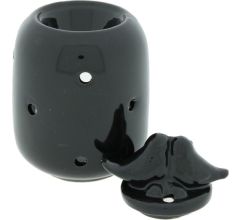 Keramische Oliebrander - Aromabrander Voor Geuroliën Of Waxmelts - Vogels - 9 x 9 x 14 cm - Zwart